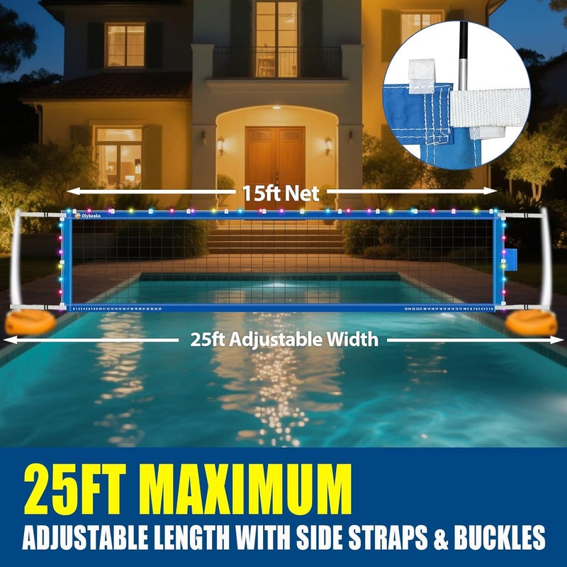 Olybeaka Reinforced Anti-UV Replacement Pool Volleyball Net Only with Scoring Clamps, 15 ft Net - Easy Set Up and Long Lasting - Image 2